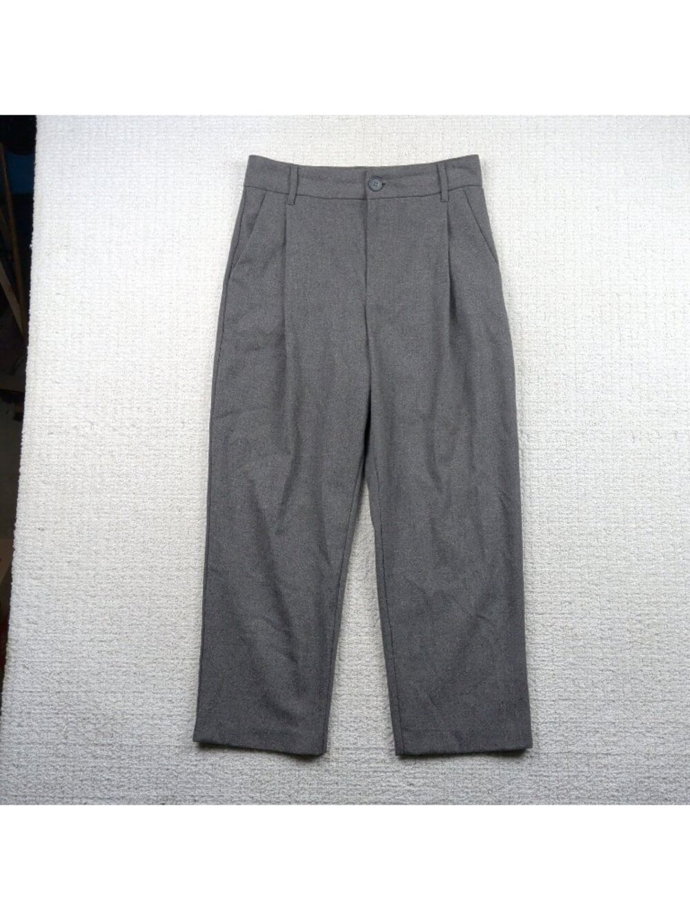 Zara High Waisted Tapered Dress Pants Pleated Trouser Gray Career Women's Size S